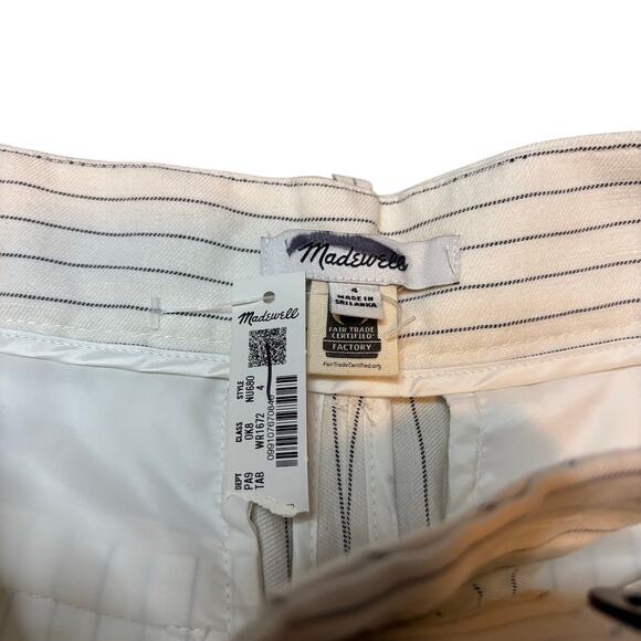 Madewell Harlow Wide-Leg Pinstripe Linen Trousers Ivory Size 4 NWT - Picture 6 of 9